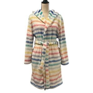 Pottery Barn Teen Hooded Rainbow Stripe Plush Robe